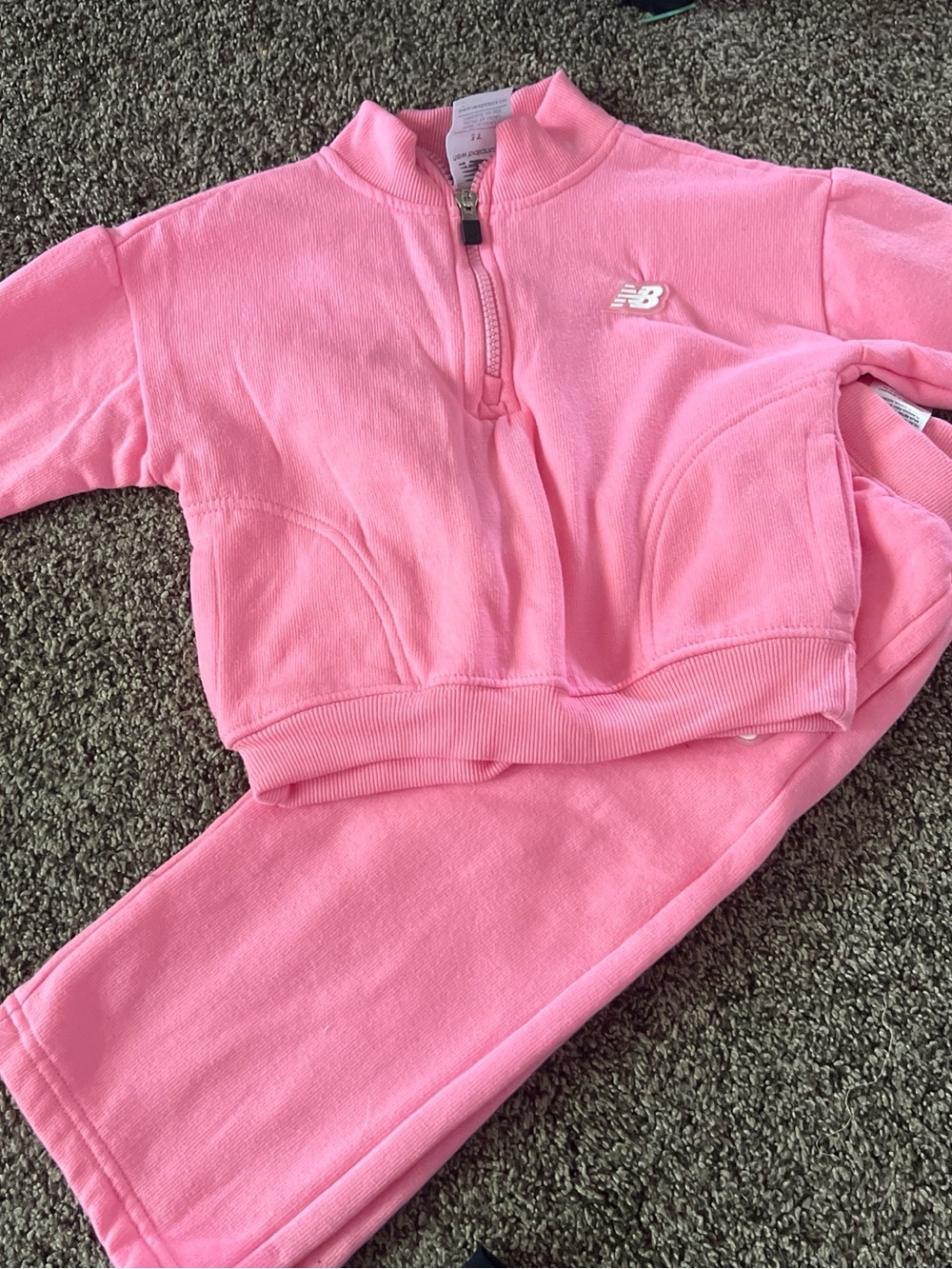 New Balance Pink Kids Matching Sweatshirt and Pants Set